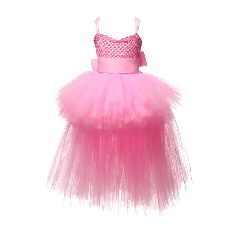 Fancy Kids Dresses for Girls Unicorn Black Girls Tutu Dress Tulle V-Neck Train Girl Evening Birthday Party Dresses D