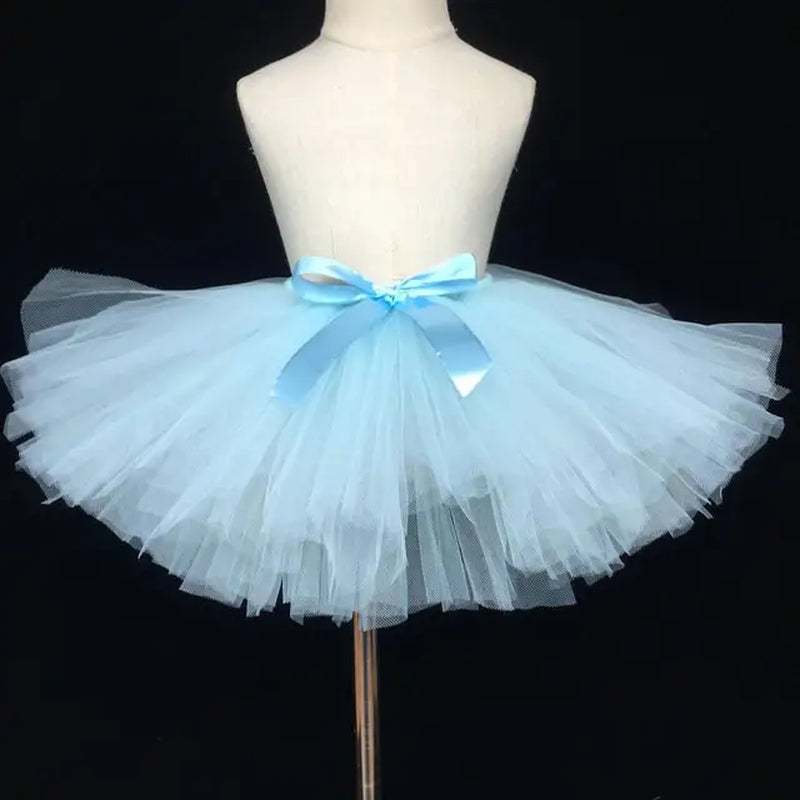 Girls Yellow Tutu Skirt Baby Fluffy Tulle Skirts Ballet Dance Pettiskirt Underskirts with Ribbon Bow Kids Party Costume Skirts