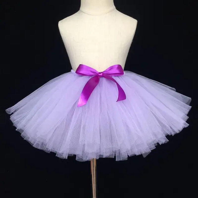 Girls Yellow Tutu Skirt Baby Fluffy Tulle Skirts Ballet Dance Pettiskirt Underskirts with Ribbon Bow Kids Party Costume Skirts