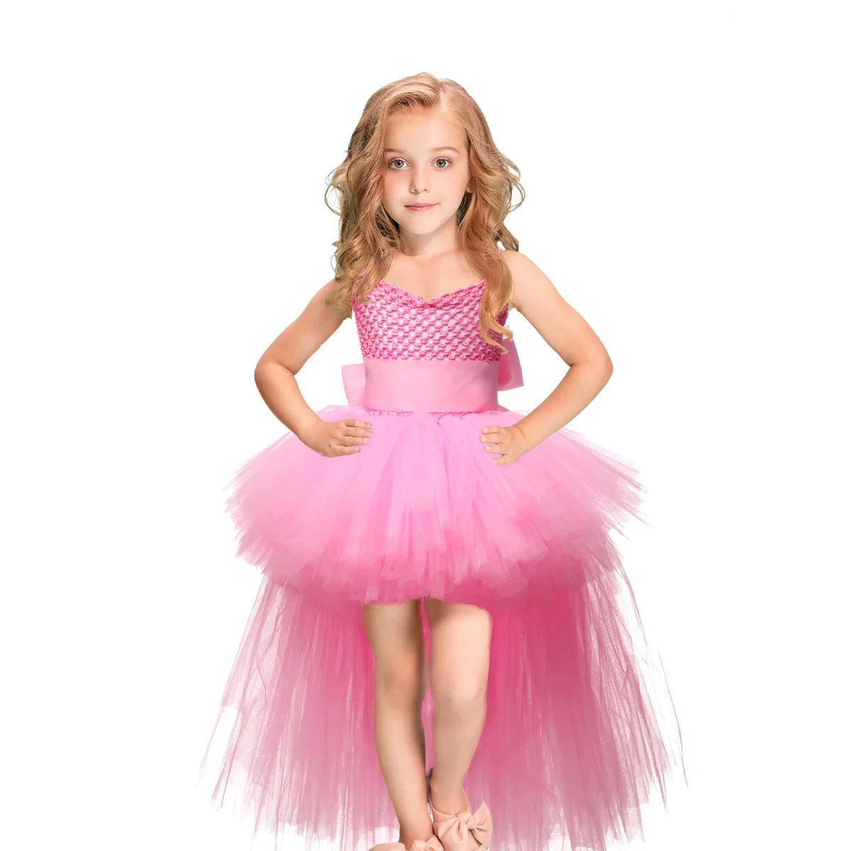 Fancy Kids Dresses for Girls Unicorn Black Girls Tutu Dress Tulle V-Neck Train Girl Evening Birthday Party Dresses D