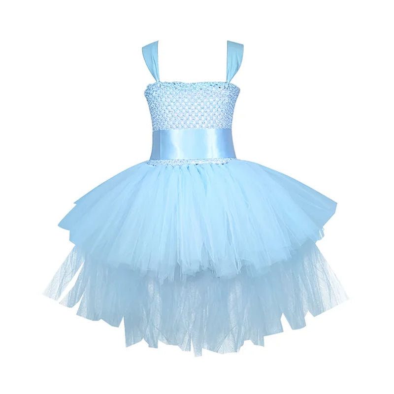 Fancy Kids Dresses for Girls Unicorn Black Girls Tutu Dress Tulle V-Neck Train Girl Evening Birthday Party Dresses D