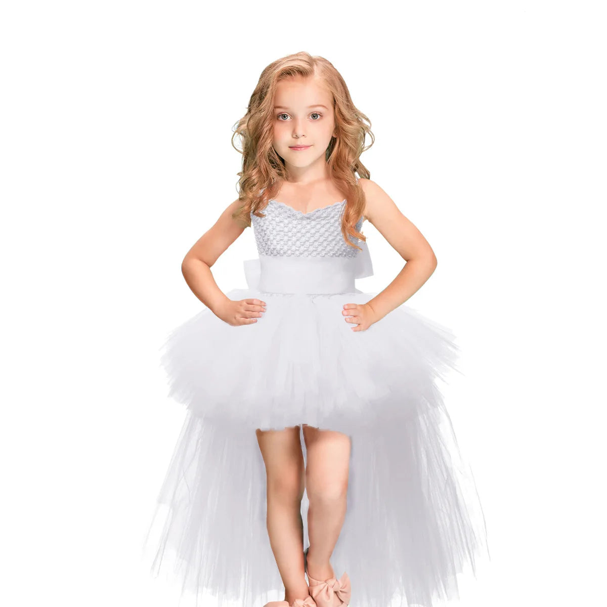 Fancy Kids Dresses for Girls Unicorn Black Girls Tutu Dress Tulle V-Neck Train Girl Evening Birthday Party Dresses D