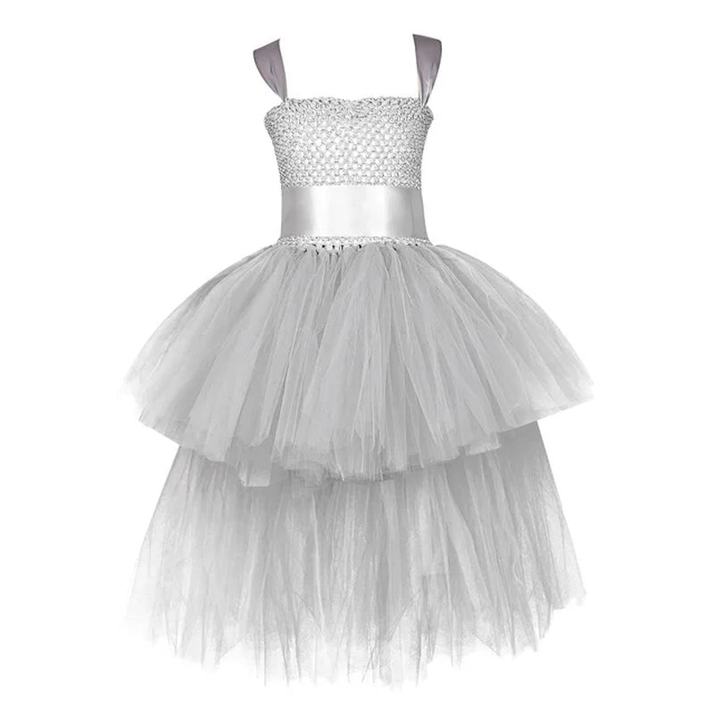 Fancy Kids Dresses for Girls Unicorn Black Girls Tutu Dress Tulle V-Neck Train Girl Evening Birthday Party Dresses D