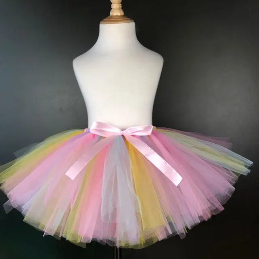 Girls Unicorn Rainbow Tutu Skirts Kids Tulle Skirts Ballet Tutu Pettiskirts with Flower Hairbow Set Children Party Costume Skirt
