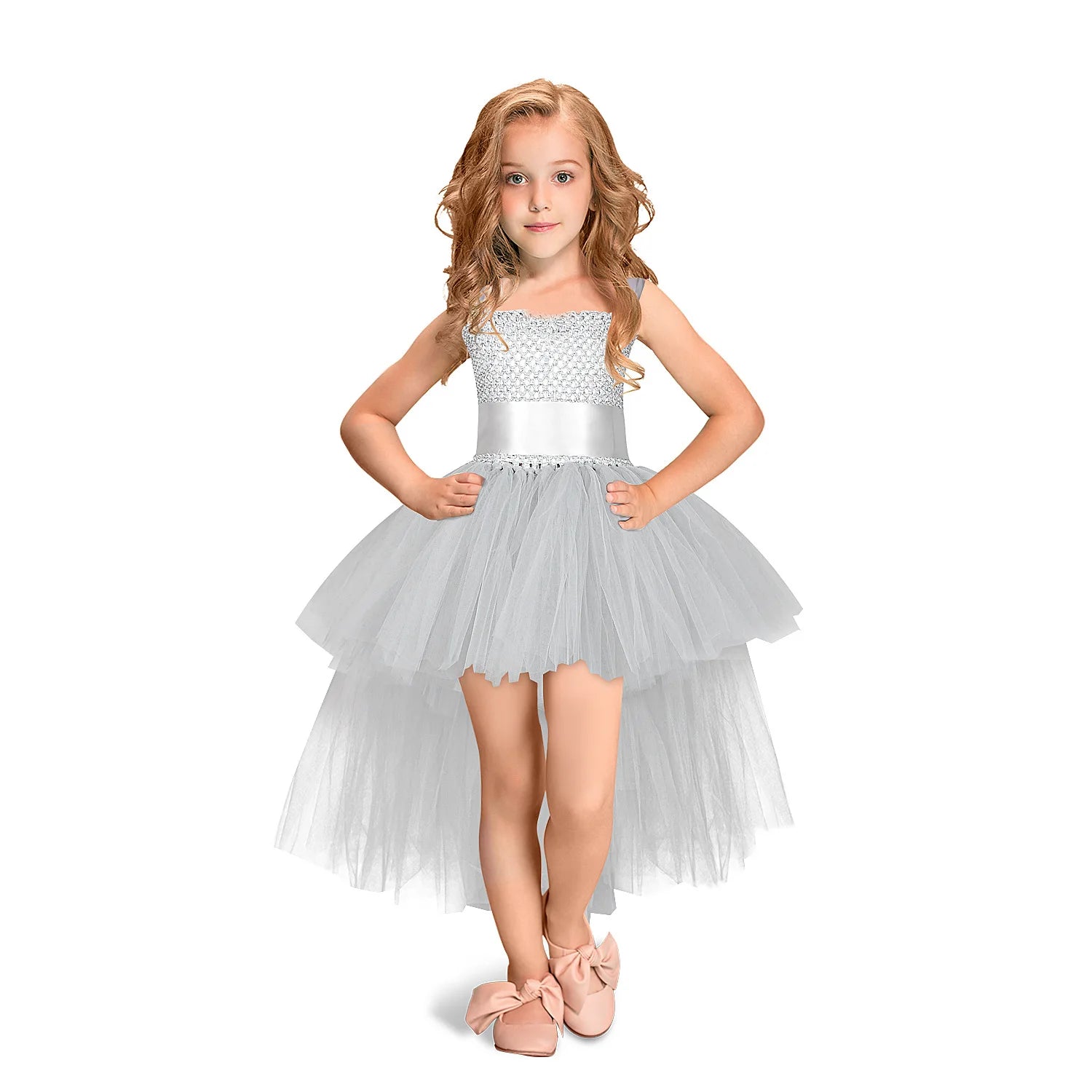 Fancy Kids Dresses for Girls Unicorn Black Girls Tutu Dress Tulle V-Neck Train Girl Evening Birthday Party Dresses D